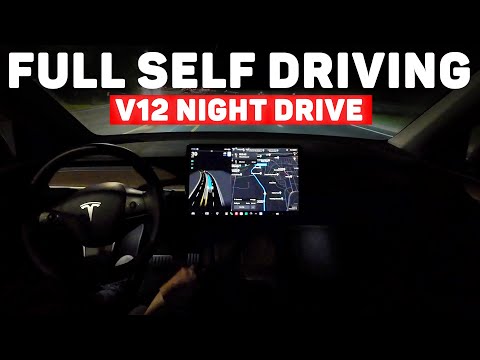 Tesla Full Self Driving V12 - Night Drive on Windy Roads (Tesla FSD Supervised)