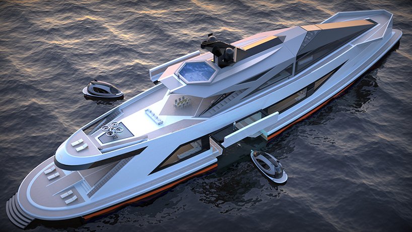 Saturnia is a 328-foot long superyacht concept with its own private port