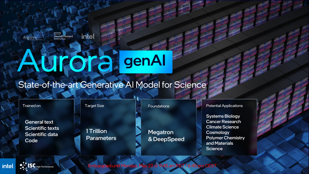 Intel unveils Aurora GenAI 'Generative AI Model' for science with up to 1 trillion parameters