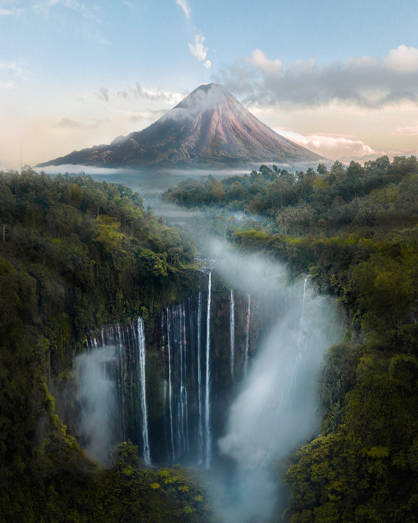 Tumpak Sewa Waterfall, located in East Java, Indonesia.