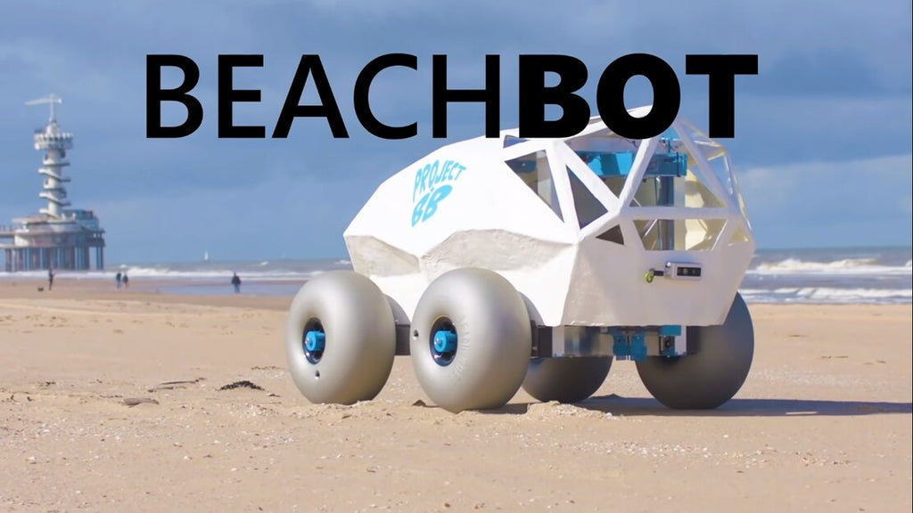 This adorable robot buggy cleans beach butts