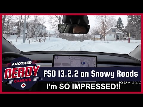 Testing FSD 13.2.2 on very snowy roads in Canada