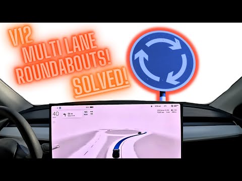 Tesla Self Driving V12 Navigates Multi-lane Roundabouts Smoothly