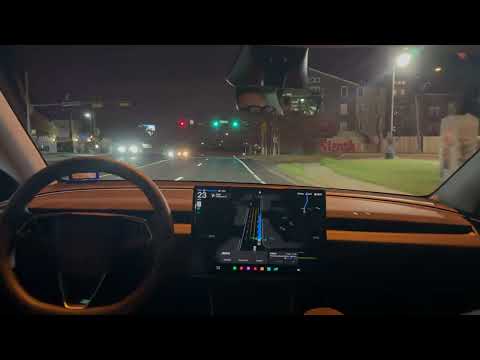 My first Tesla Robotaxi ride at night (full drive)