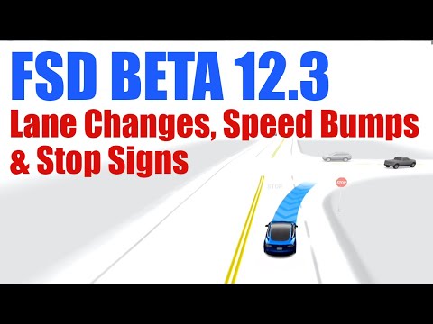 Tesla FSD Beta 12.3 - Challenging Lane Change, Speed Bumps & Stop Signs