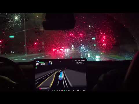 FSD Beta V12 night drive test!! drives confidently (neural nets are doing their trick).