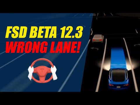 Tesla FSD 12.3 - Driving In The Wrong Lane!