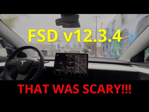 FSD 12.3.4 ALMOST CRASHED IN DOWNTOWN LA! 😱