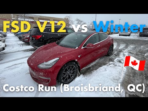 Last Winter Storm vs Tesla FSD V12 - Costco Run (FSD V12.3.3: Greater Montreal)